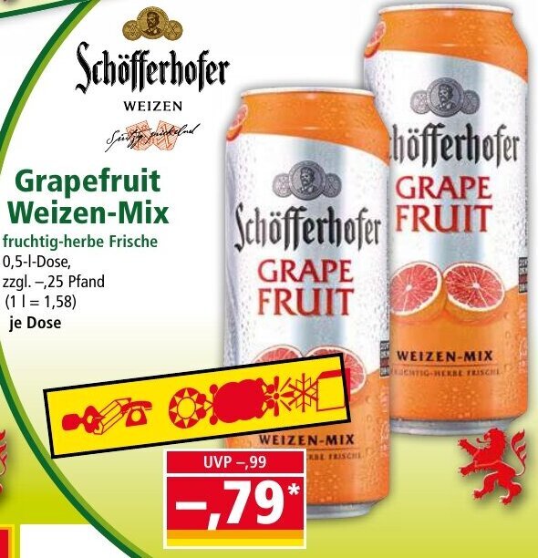 Schöfferhofer Grapefruit WeizenMix 0,5 L Dose Angebot bei Norma