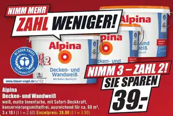 B1 Discount Baumarkt Alpina Decken und Wandweiß 3x10 L Angebot