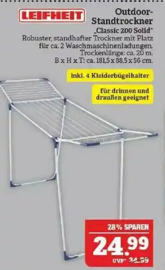 Marktkauf Leifheit Outdoor-standtrockenr „classic 200 Solid” Angebot