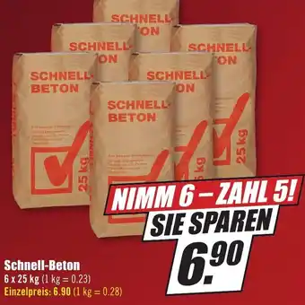 B1 Discount Baumarkt Schnell-Beton 6x25 kg Angebot