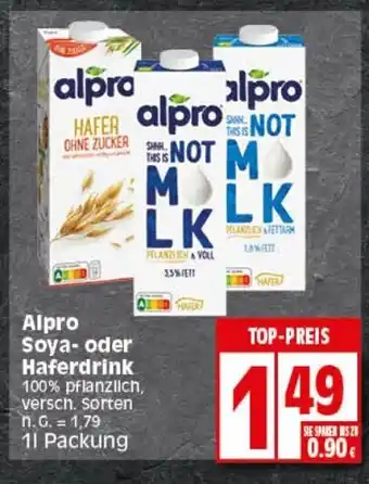 Elli Markt Alpro Soya- oder Haferdrink 11 Packung Angebot