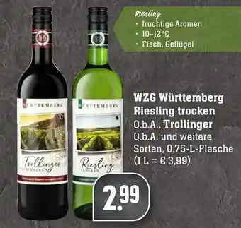 Edeka Neukauf WZG Württemberg Riesling trocken oder Trollinger 0,75L Angebot