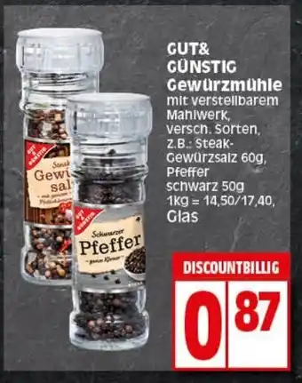 Elli Markt GUT& GÜNSTIG Gewürzmühle  Glas Angebot