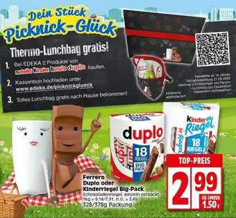 Elli Markt Ferrero Duplo oder Kinderriegel Big-Pack 328/378g Packung Angebot