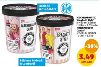 PENNY ICE CREAM UNITED Spaghetti Style* je 460-ml-Becher oder Marshmallow Candy* je 500-ml-Becher Angebot