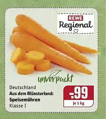 REWE Kaufpark Unverpackt Aus Dem Münsterland: Speisemöhren 1kg Angebot