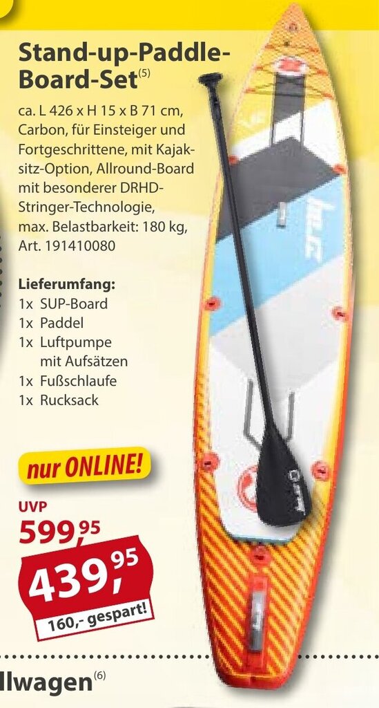 StandupPaddleBoardSet Angebot bei Sonderpreis Baumarkt