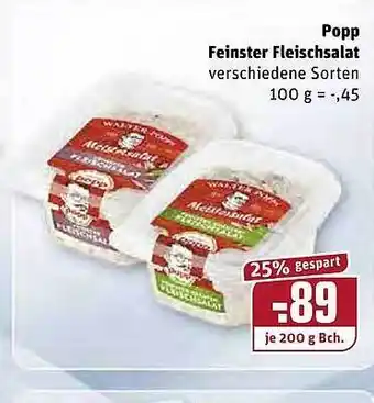 REWE Kaufpark Popp Feinster Fleischsalat 200g Angebot