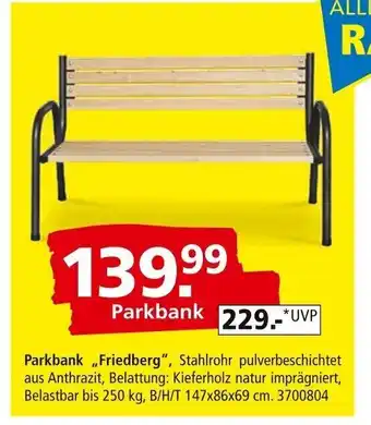 Segmüller Parkbank Friedberg" Angebot