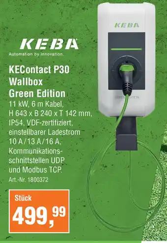 team baucenter KEBA KEContact P30 Wallbox Green Edition Angebot