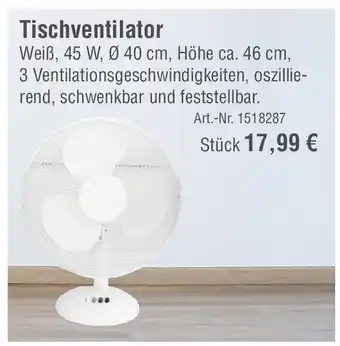 team baucenter Tischventilator Angebot