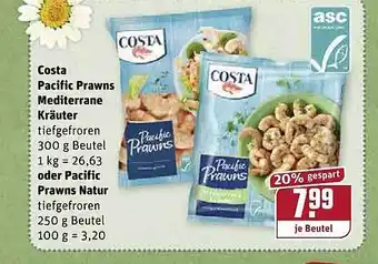 REWE Kaufpark Costa Pacific Prawns Mediterrane Kräuter 300g Beutel Oder Pacific Prawns Natur 250g Beutel Angebot