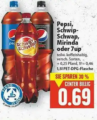 E-Center Pepsi, Schwip-schwap, Mirinda Oder 7up Angebot