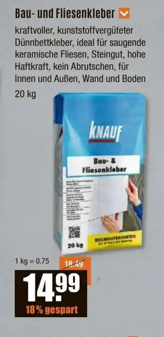 V Baumarkt KNAUF Bau- und Fliesenkleber 20 kg Angebot