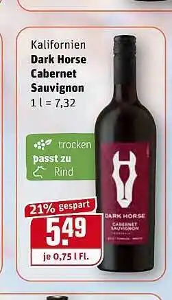 REWE Kaufpark Kalifornien Dark Horse Cabernet Sauvignon 0,75l Angebot