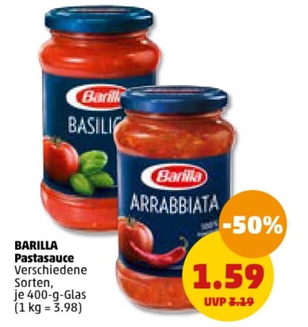 BARILLA Pastasauce Verschiedene Sorten, je 400gGlas Angebot bei PENNY