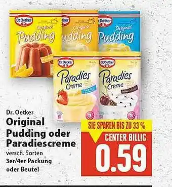 E-Center Dr. Oetker Original Pudding Oder Paradiescreme Angebot