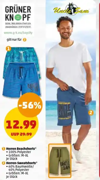 PENNY GRÜNER KNOPF Herren Beachshorts* • Größen: M-XL / Herren-Sweatshorts* • Größen: M-XL Angebot