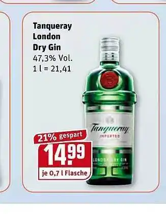 REWE Kaufpark Tanqueray London Dry Gin 0,7L Angebot