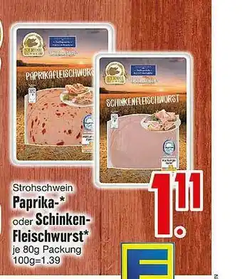 Edeka Strohschwein Paprika- Oder Schinken-fleischwurst Angebot