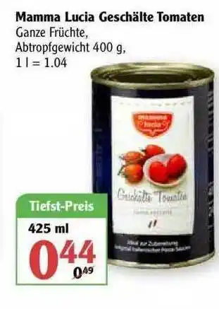 Globus Mamma Lucia Geschälte Tomaten Angebot