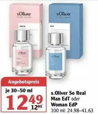 Globus S.oliver So Real Man Edt Oder Woman Edp Angebot