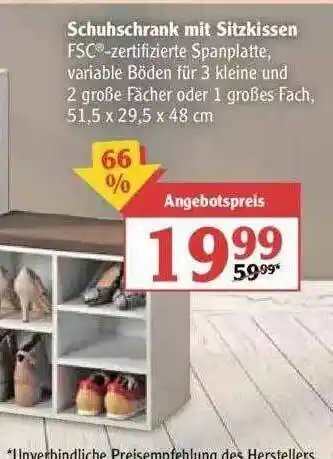 Globus Schuhschrank Mit Sitzkissen Angebot