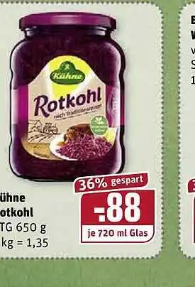 REWE Kaufpark Kühne Rotkohl 720ml Angebot