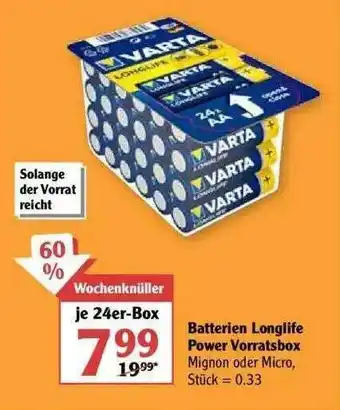 Globus Batterien Longlife Power Vorratsbox Angebot