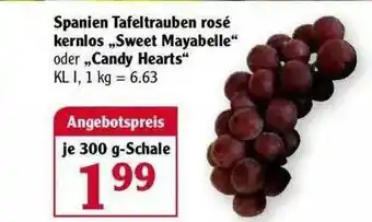 Globus Spanien Tafeltrauben Rosé Kernlos„sweet Mayabelle Oder Candy Hearts Angebot