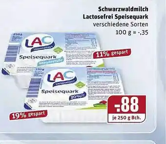 REWE Kaufpark Schwarzwaldmilch Lactosefrei Speisequark 250g Angebot