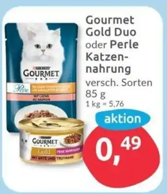 Budni Gourmet Gold Duo oder Perle Katzen- nahrung versch. Sorten 85g Angebot