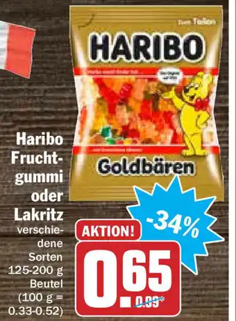 Hit Haribo Fruchtgummi oder Lakritz 125-200g Beutel Angebot