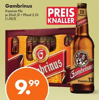 Trink und Spare Gambrinus Premium Pils 20*500ml Angebot