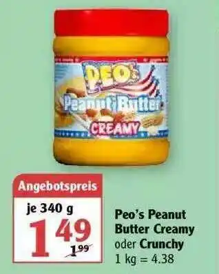 Globus Peo's Peanut Butter Creamy Oder Crunchy Angebot