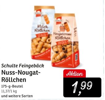 KONSUM Schulte Feingebäck Nuss-Nougat- Röllchen 175-g-Beutel Angebot