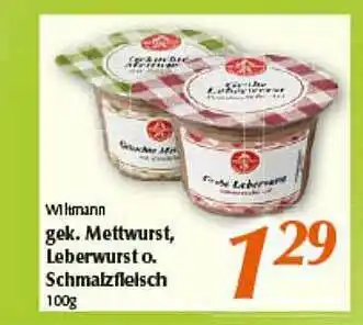 inkoop Wiltmann Gek. Mettwurst Leberwurst O. Schmalzfleisch Angebot