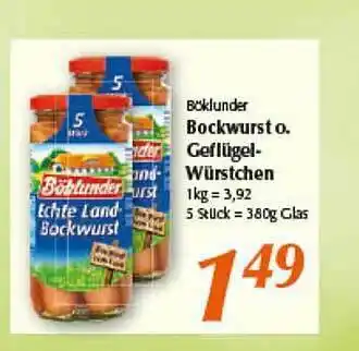 inkoop Böklunder Bockwurst O. Geflügel Würstchen Angebot