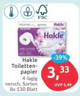 Budni Hakle Toilettenpapier versch. Sorten 8x 130 Blatt Angebot