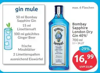 Budni Bombay Sapphire London Dry Gin 40%¹ 700ml Angebot