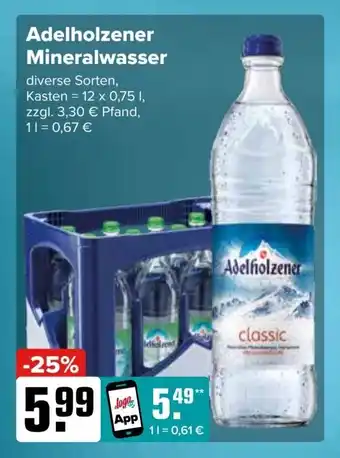 Logo Getränkemarkt Adelholzener Mineralwasser 12*750ml Angebot