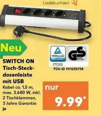 Kaufland Switch On Tisch-steckdosenleiste Mit Usb Angebot