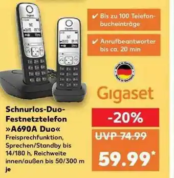 Kaufland Schnurlos-duo-festnetztelefon A690a Duo Angebot