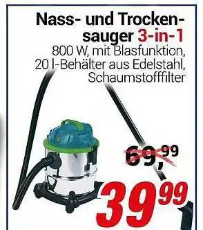 CENTERSHOP Nass und Trockensauger 3 in 1 Angebot