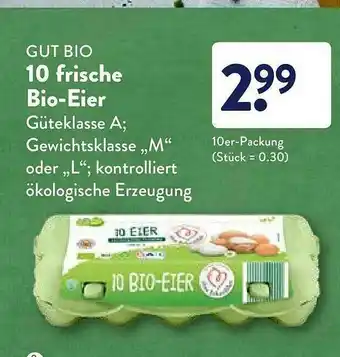 Aldi Nord Gut Bio 10 Frische Bio-eier Angebot