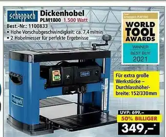 Norma24 Scheppach Dickenhobel Plm1800 Angebot