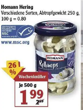 Globus Homann Hering 500g Angebot