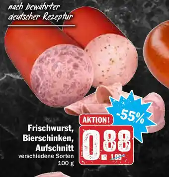 HIT Ullrich Frischwurst, Bierschinken, Aufschnitt 100g Angebot