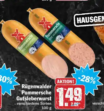 HIT Ullrich Rügenwalder Pommersche Gutsleberwurst 100g Angebot