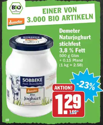 Hit Demeter Naturjoghurt stichfest 3.85 Fett 500g Angebot